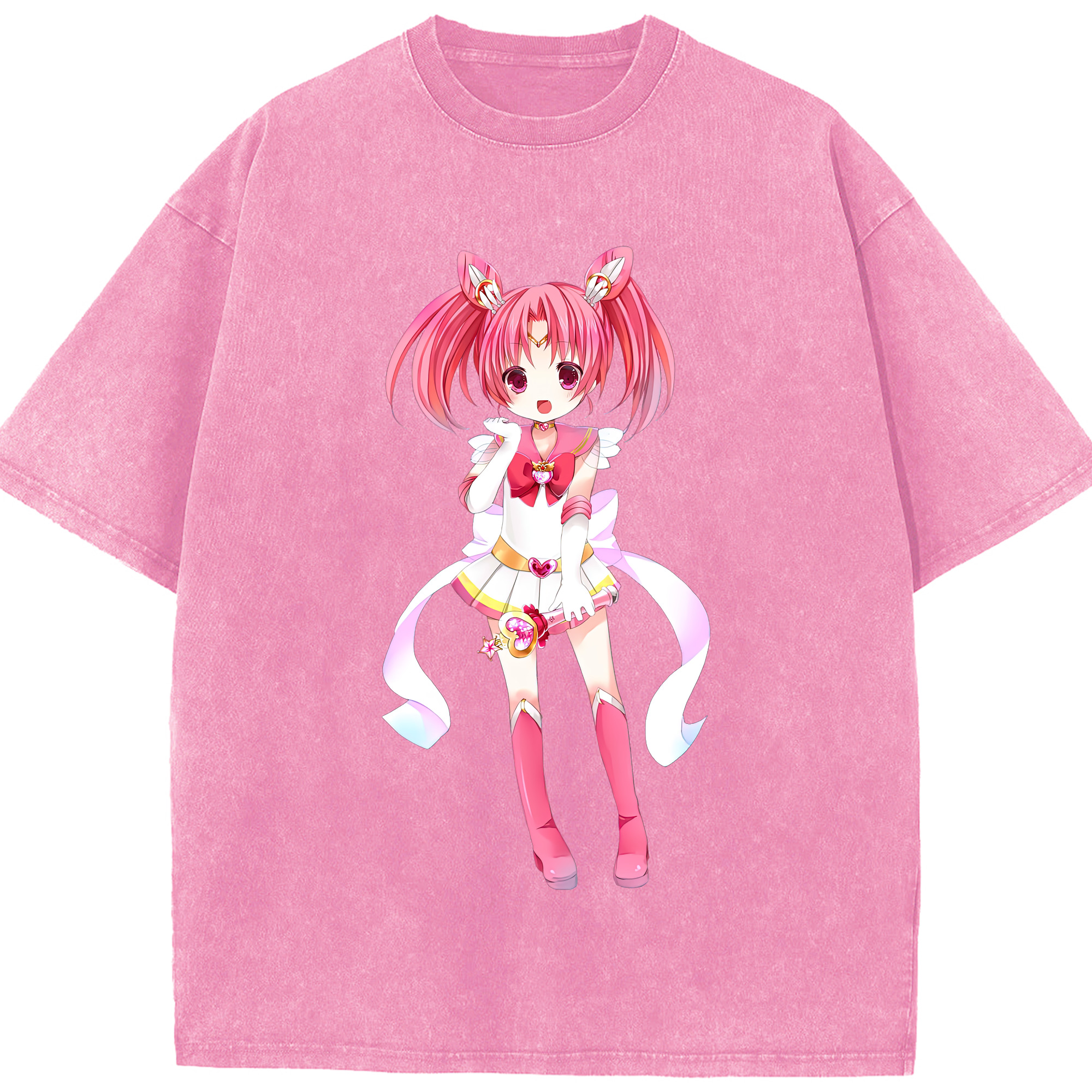 （画像用） 美少女戦士セーラームーン ちびうさ Sailor Moon Chibiusa Tsukino Usagi Small Lady Serenity 綿100% ヴィンテージ風 半袖Tシャツ（フロントプリント）